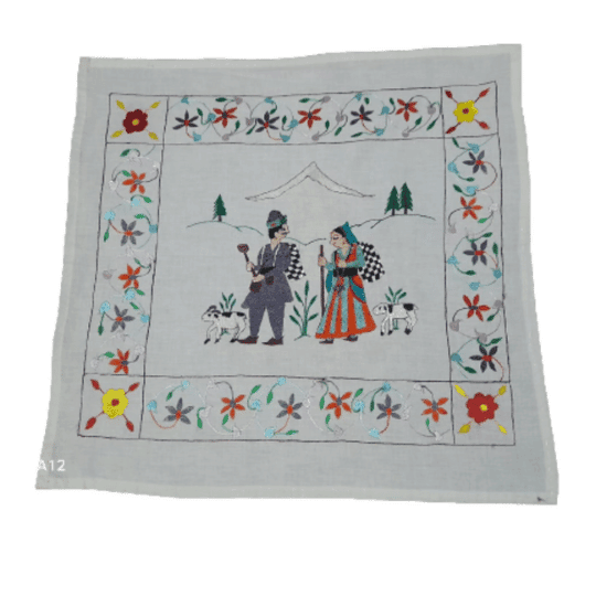 Chamba Rumal – Gaddi & Gaddan Embroidered Handkerchief | Traditional Handcrafted Art | Apneehatti