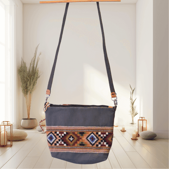 Kullu Patti Small Handbag | Handwoven Himachali Style | Compact Canvas Shoulder Bag, 2 Color Option