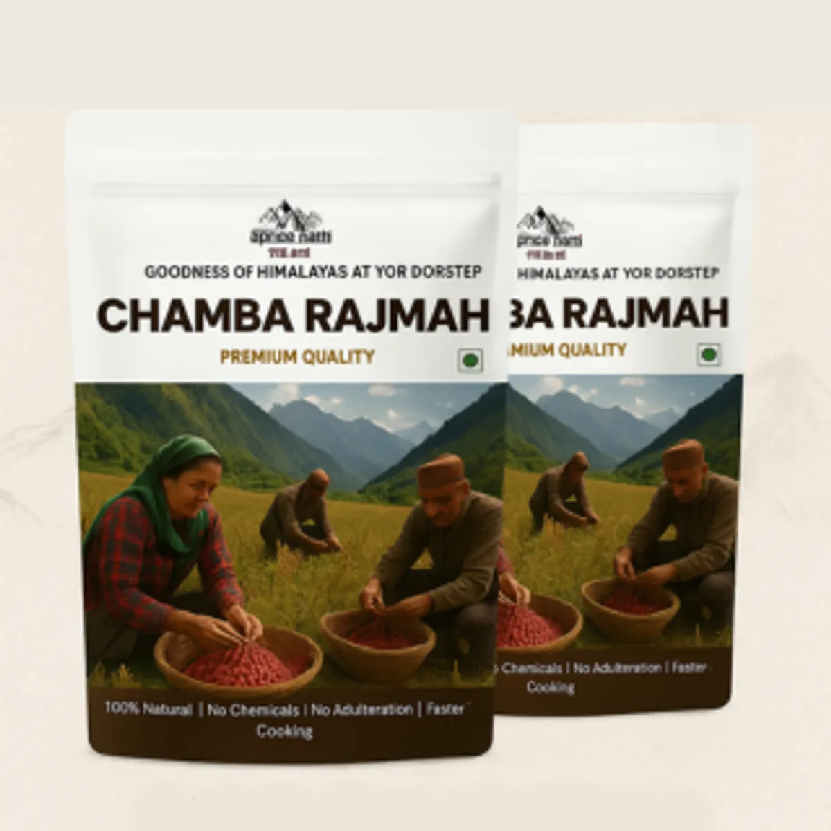 Apneehatti Himalayan Chamba Rajmah pack of 2 showing natural red kidney beans from Himachal Pradesh