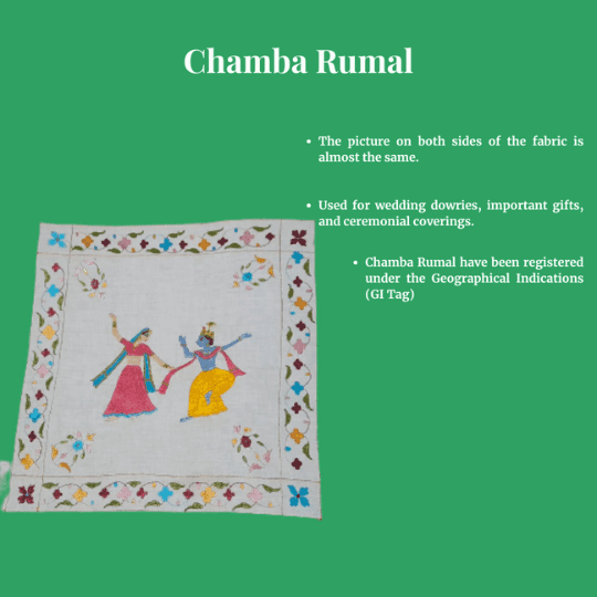 Chamba Rumal - Radha and Krishna