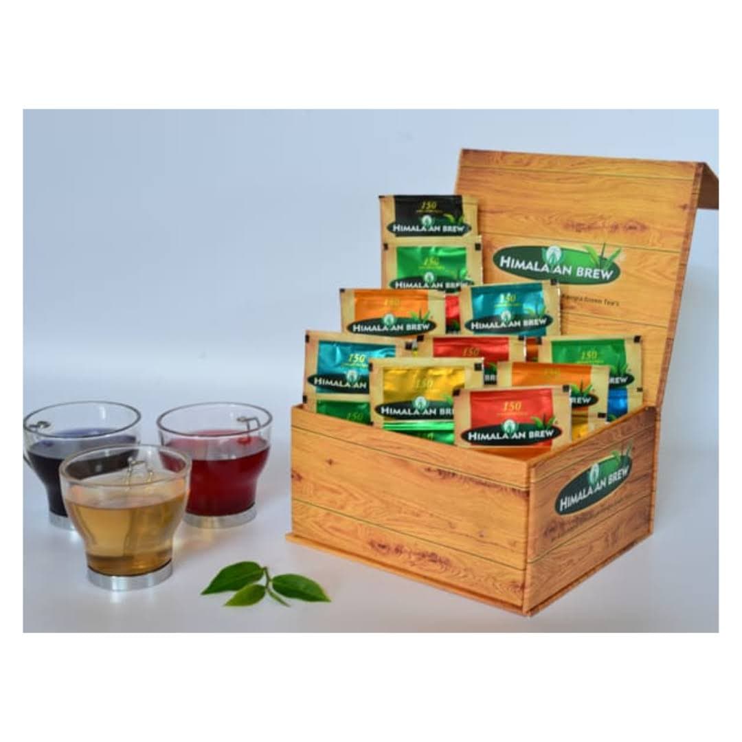 Kangra Green Chai Assortment – 19 Flavors Gift Box | GI Certified | 38 Sachets