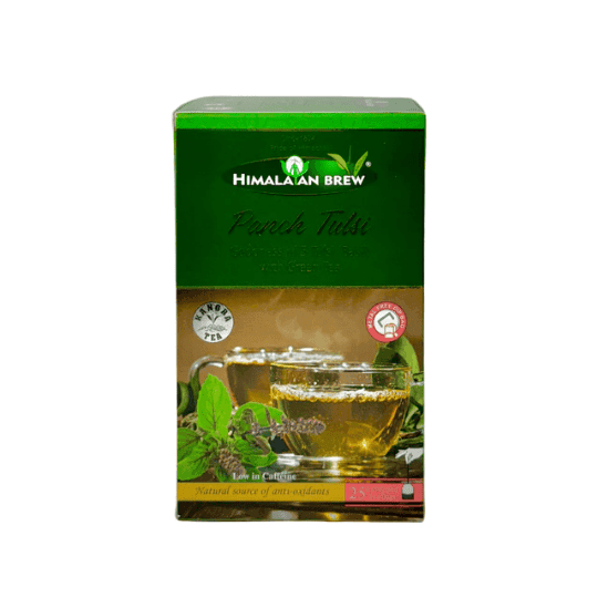Panch Tulsi Green Tea Bags – 25 Sachets Per Box Immunity Booster | Sacred Tulsi & Pure Kangra Green Tea Blend | 100% Natural | Caffeine-Light
