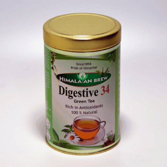 Digestive 34 Green Tea with Pure 34 Herbs (Loose Leaf Tea) Ayurvedic Wellness Blend | Supports Digestion & Detox | 90g Per Pack