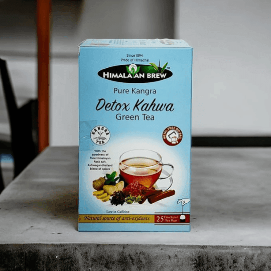 Pure Himalayan Detox Kahwa Green Tea (Tea Bags) 25 Tea Sachets per Box | Cleansing & Immunity Boosting Herbal Blend Infused with Himalayan Herbs & Kangra Green Tea