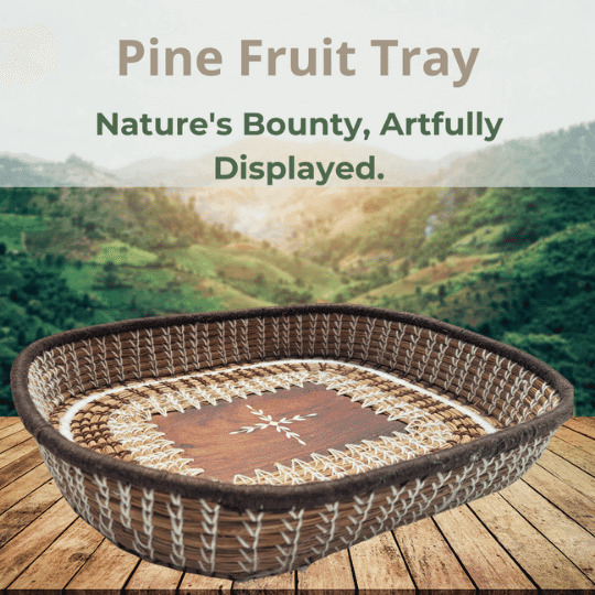 Handmade Pine Tray (No Handle)– Eco-Friendly Pine Needle Tray for Serving & Décor