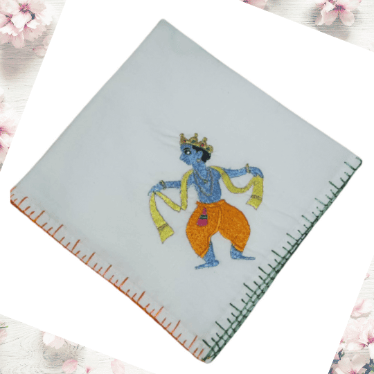 Chamba Rumal – Krishna Hand Embroidered Handkerchief | Traditional Chamba Art | Apneehatti