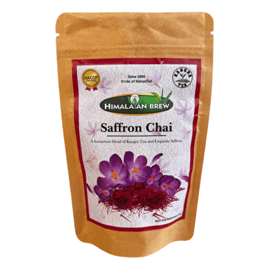 Saffron Chai with 100% Pure Saffron | 50g | Strong Black Tea  | Kangra Black Tea with Saffron | Kangra Tea | Kangra Black Tea