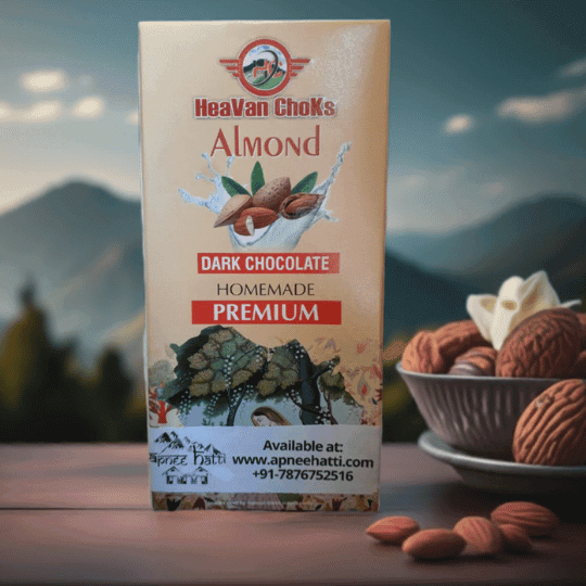 Almond Dark Chocolate – Rich Dark Chocolate with Crunchy Almonds | 50g | Himalayan Chocolates
