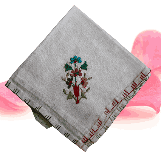 Chamba Rumal Handmade Embroidery - Flower Design -7 | Color - Multiple