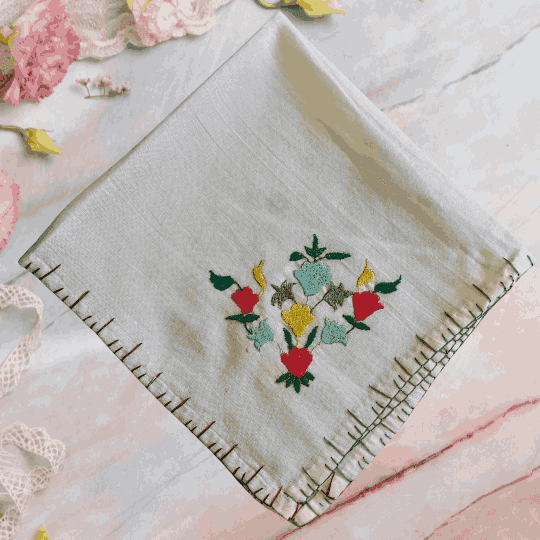 Chamba Rumal Handmade Embroidery - Flower Design -8 | Color - Multiple