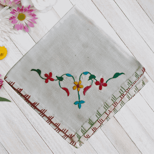 Chamba Rumal Handmade Embroidery - Flower Design -9 | Color - Multiple