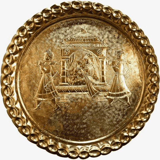 Chamba Thaal with Traditional Doli – Authentic Himachali Metal Handicraft Décor